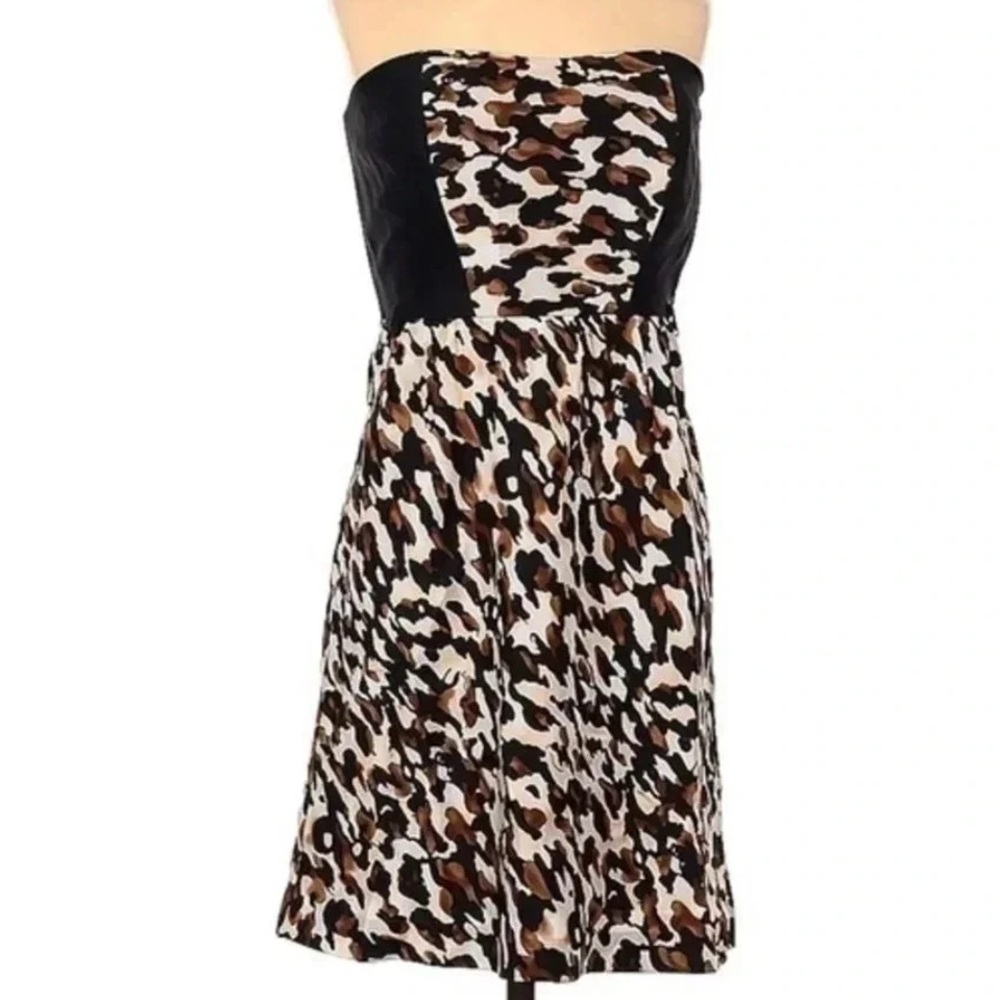 Gianni Bini Brown & Black 100% Silk Leopard Print Social Dress Size 0 XS XXS
